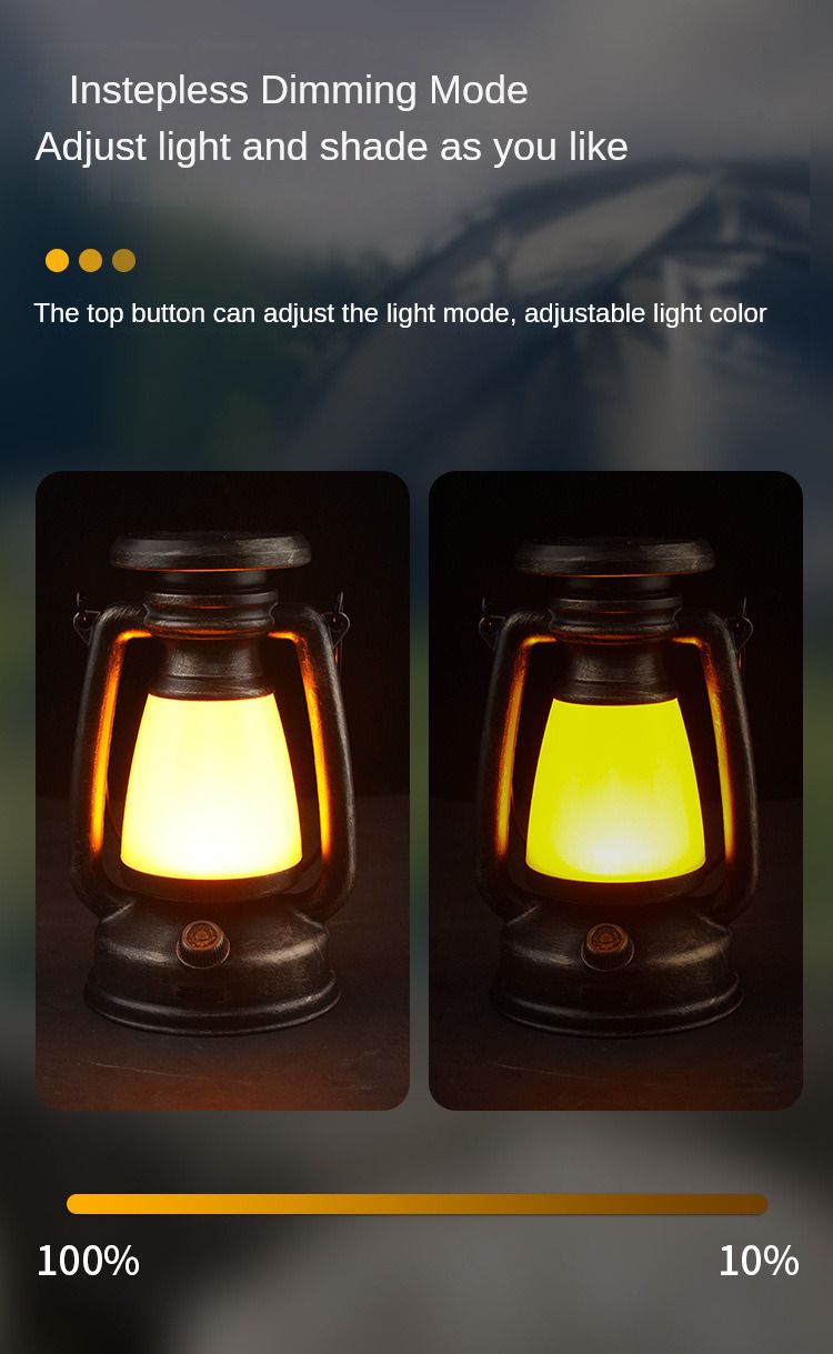 Camping Courtyard Garden atmosphere LED lights Camping retro horse lights Outdoor rechargeable solar hand-held lanterns