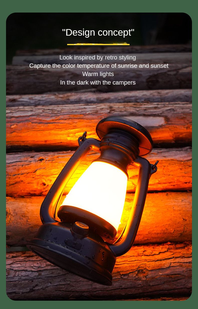 Camping Courtyard Garden atmosphere LED lights Camping retro horse lights Outdoor rechargeable solar hand-held lanterns