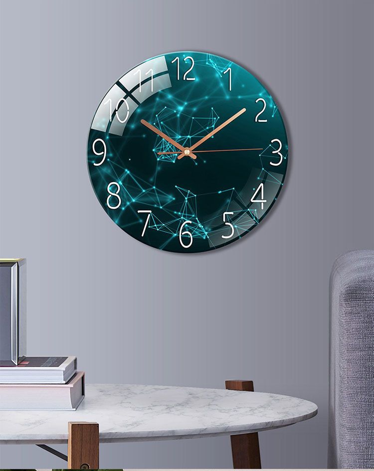 Luxury Silent Art Wall Clock：new home 12-inch (30CM) toughened glass wall clock Living Room Clock Bedroom Silent European Quartz clock (multiple clock face creative patterns)AA battery powered