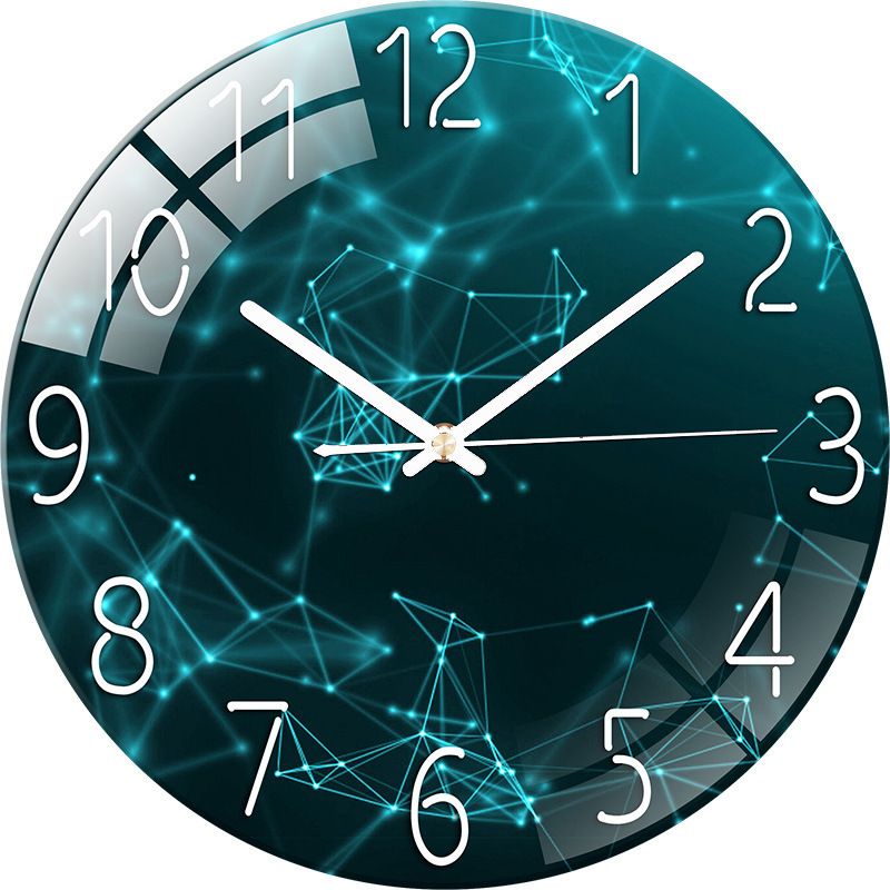Luxury Silent Art Wall Clock：new home 12-inch (30CM) toughened glass wall clock Living Room Clock Bedroom Silent European Quartz clock (multiple clock face creative patterns)AA battery powered