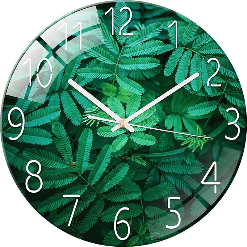 Luxury Silent Art Wall Clock：new home 12-inch (30CM) toughened glass wall clock Living Room Clock Bedroom Silent European Quartz clock (multiple clock face creative patterns)AA battery powered