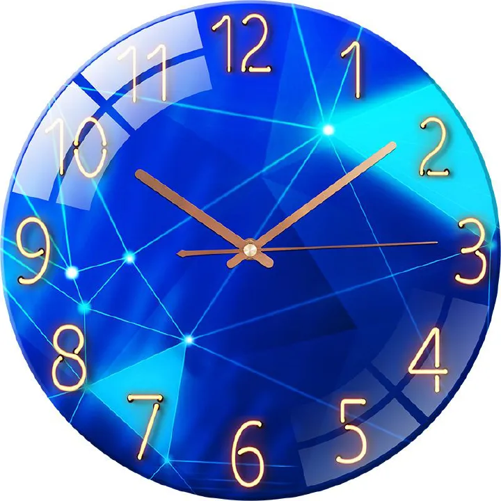 Luxury Silent Art Wall Clock：new home 12-inch (30CM) toughened glass wall clock Living Room Clock Bedroom Silent European Quartz clock (multiple clock face creative patterns)AA battery powered