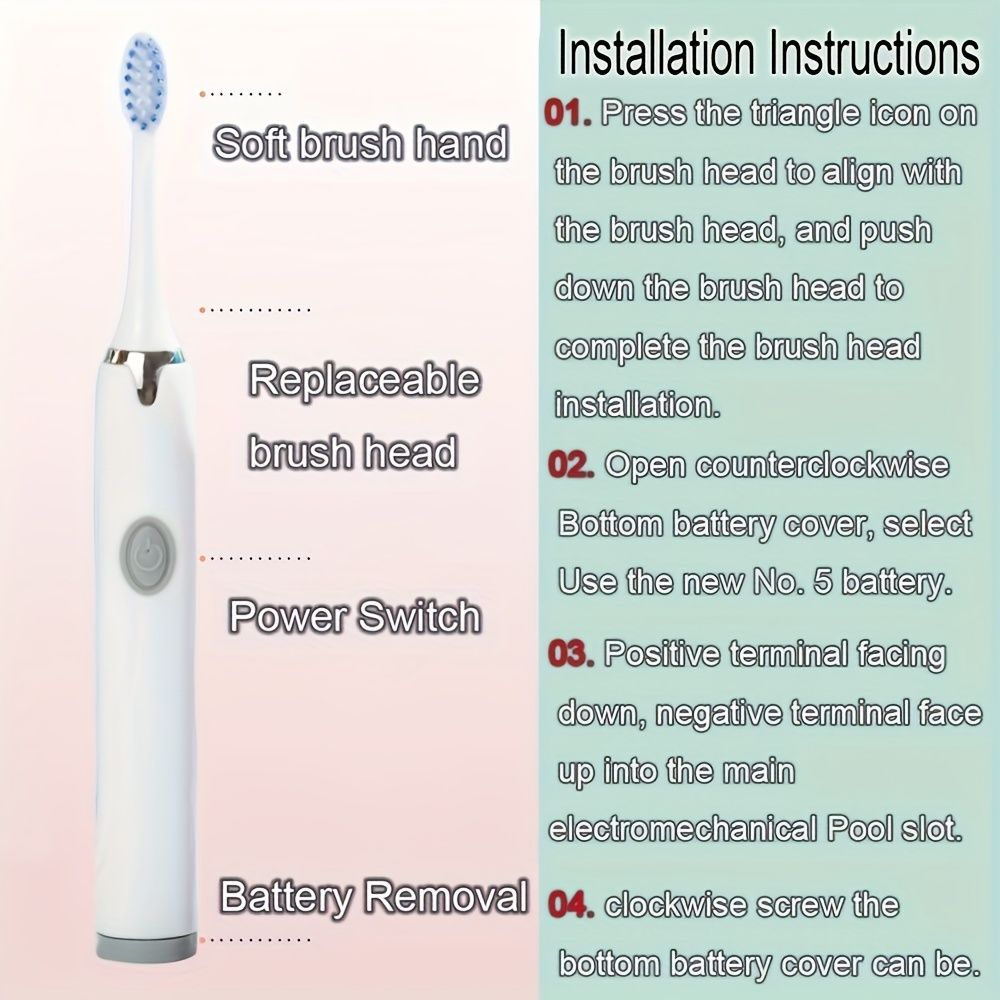 Adult electric toothbrush Waterproof sonic battery electric toothbrush