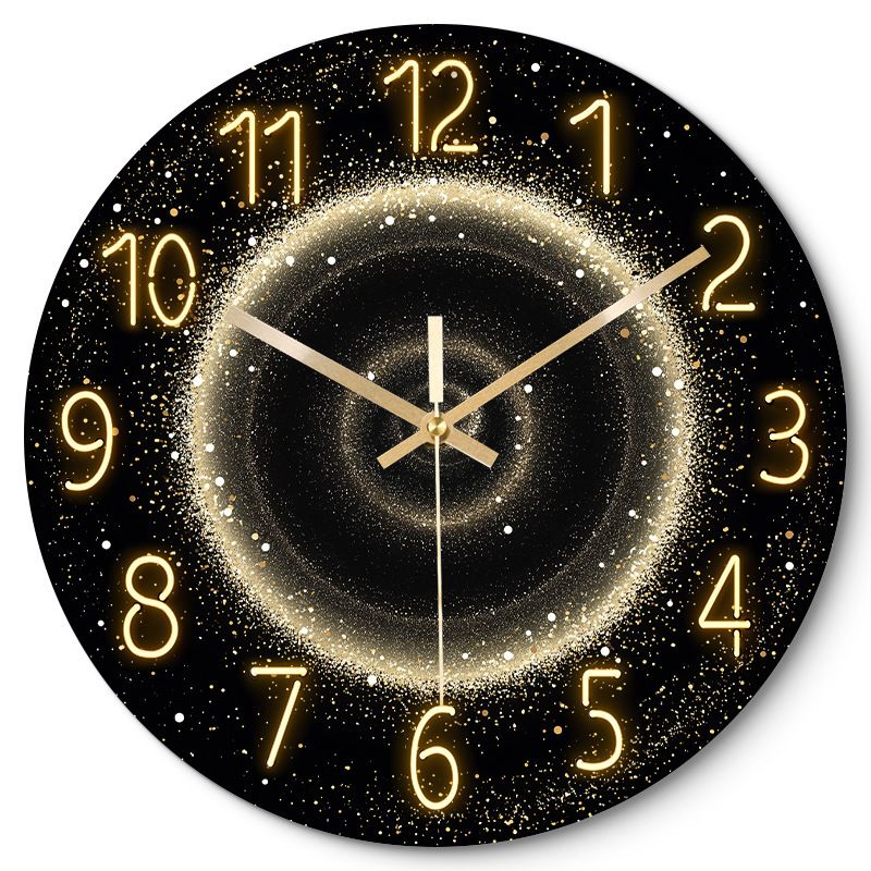 Luxury Silent Art Wall Clock:new space star home 12-inch (30CM) toughened glass wall clock Living Room Clock Bedroom Silent Quartz clock (multiple clock face creative patterns)AA battery powered