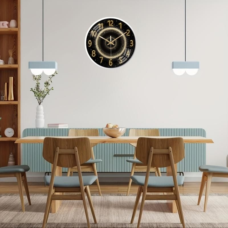 Luxury Silent Art Wall Clock:new space star home 12-inch (30CM) toughened glass wall clock Living Room Clock Bedroom Silent Quartz clock (multiple clock face creative patterns)AA battery powered