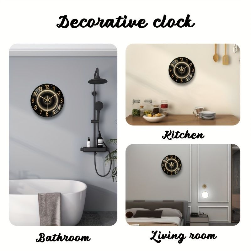 Luxury Silent Art Wall Clock:new space star home 12-inch (30CM) toughened glass wall clock Living Room Clock Bedroom Silent Quartz clock (multiple clock face creative patterns)AA battery powered