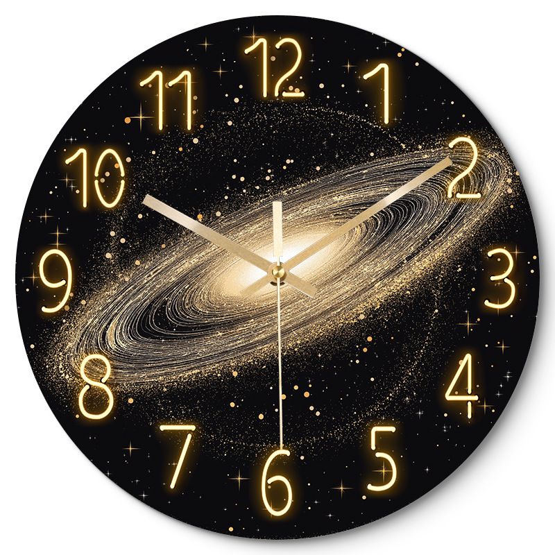Luxury Silent Art Wall Clock:new space star home 12-inch (30CM) toughened glass wall clock Living Room Clock Bedroom Silent Quartz clock (multiple clock face creative patterns)AA battery powered