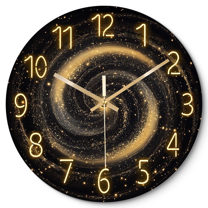 Luxury Silent Art Wall Clock:new space star home 12-inch (30CM) toughened glass wall clock Living Room Clock Bedroom Silent Quartz clock (multiple clock face creative patterns)AA battery powered