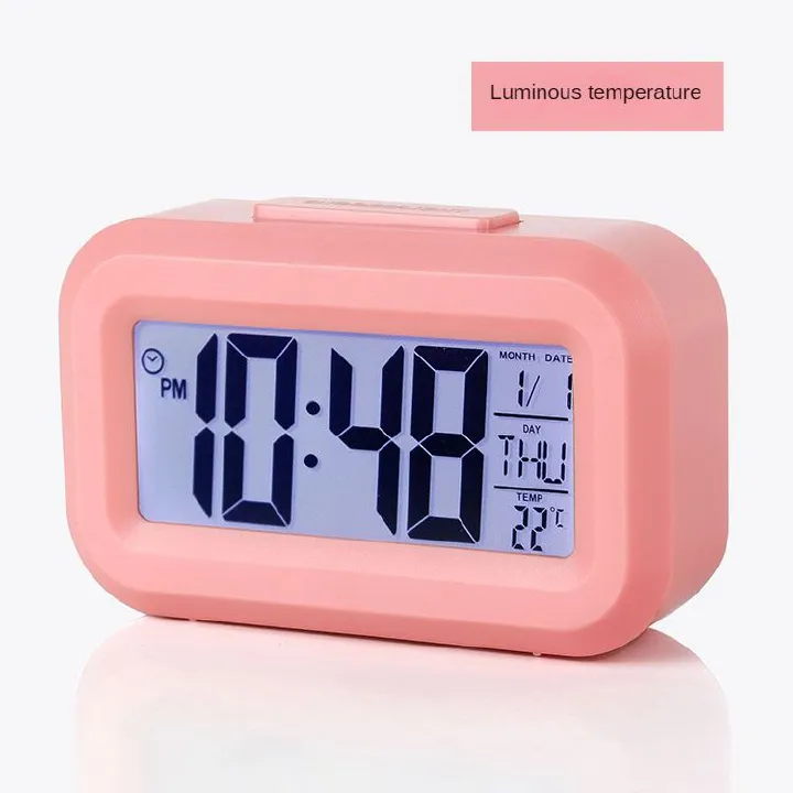 Home multi-purpose digital alarm clock with glow-in-the-dark solid color clock alarm for students and children gifts