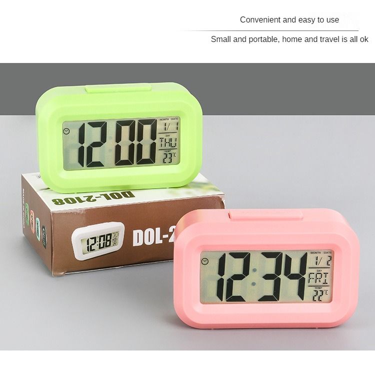 Home multi-purpose digital alarm clock with glow-in-the-dark solid color clock alarm for students and children gifts