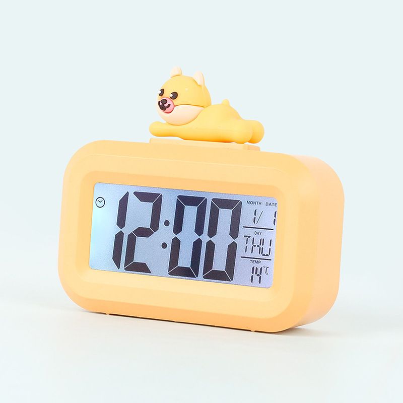 Home children multi-functional digital alarm clock with glow-in-the-dark function solid color alarm clock with cartoon head, a wonderful gift for students and children
