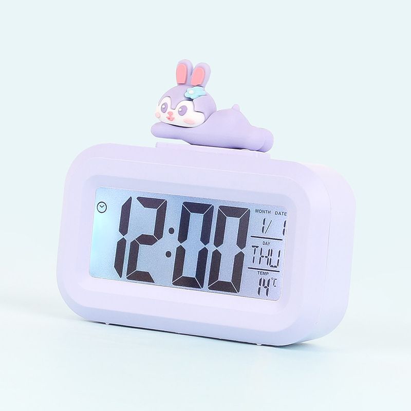 Home children multi-functional digital alarm clock with glow-in-the-dark function solid color alarm clock with cartoon head, a wonderful gift for students and children