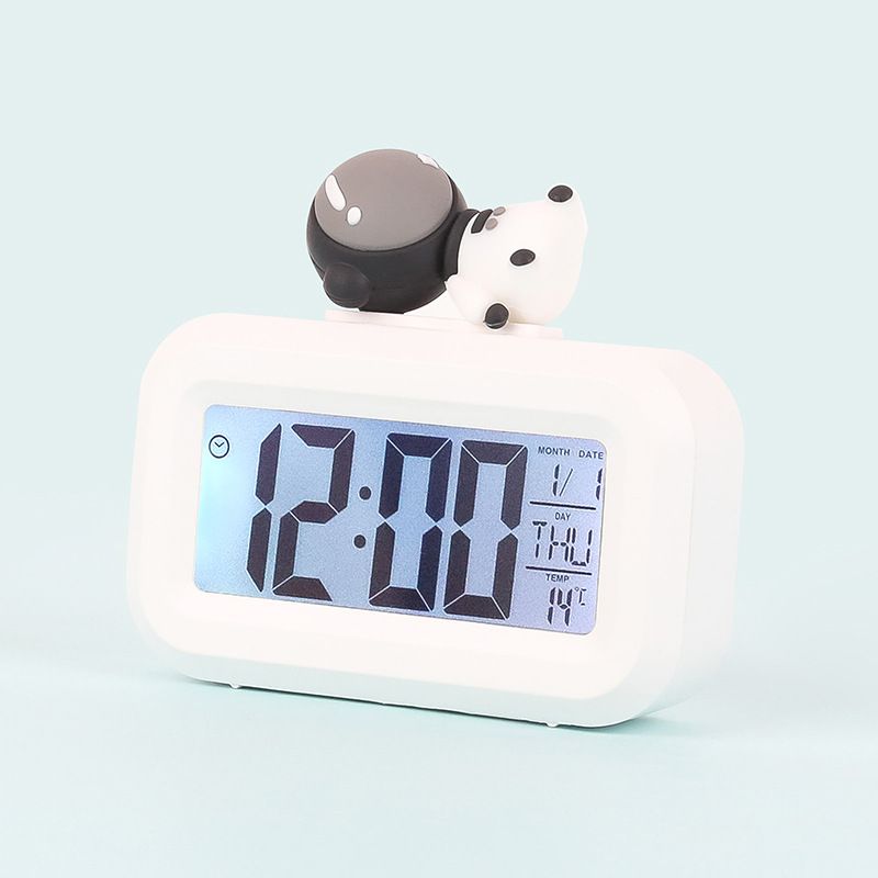 Home children multi-functional digital alarm clock with glow-in-the-dark function solid color alarm clock with cartoon head, a wonderful gift for students and children