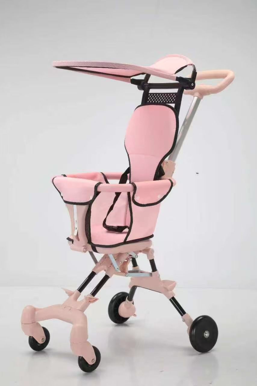 A comfortable, lightweight and foldable baby four-wheel stroller for children aged 6 months to 3 years can rotate in both directions with a sunshade,a smart baby carriage