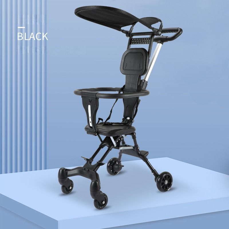A comfortable, lightweight and foldable baby four-wheel stroller for children aged 6 months to 3 years can rotate in both directions with a sunshade,a smart baby carriage