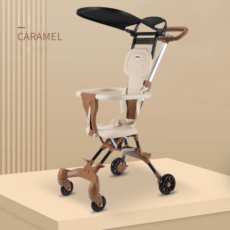 A comfortable, lightweight and foldable baby four-wheel stroller for children aged 6 months to 3 years can rotate in both directions with a sunshade,a smart baby carriage