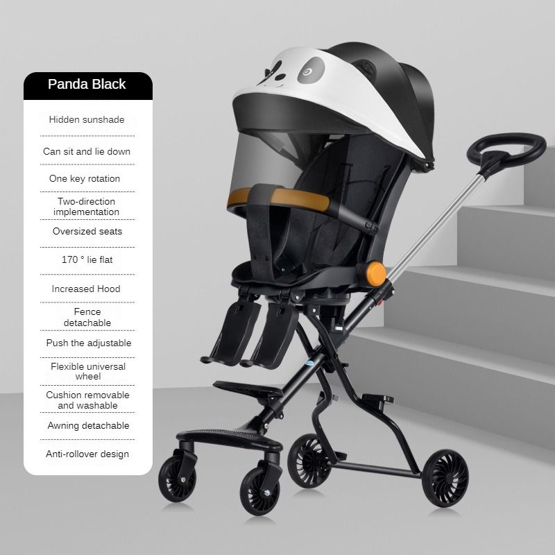 A comfortable, lightweight and foldable baby four-wheel stroller for children aged 6 months to 6 years can rotate in both directions with a sunshade,The pull rod can be adjusted ,a smart baby carriage
