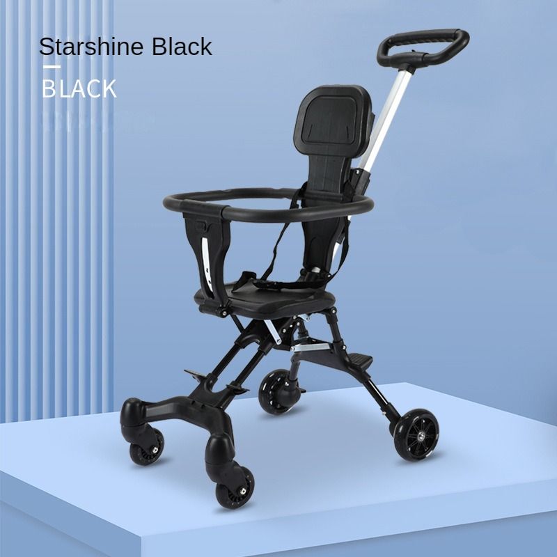 A comfortable, lightweight and foldable baby four-wheel stroller for children aged 6 months to 6 years can rotate in both directions with a sunshade,The pull rod can be adjusted ,a smart baby carriage