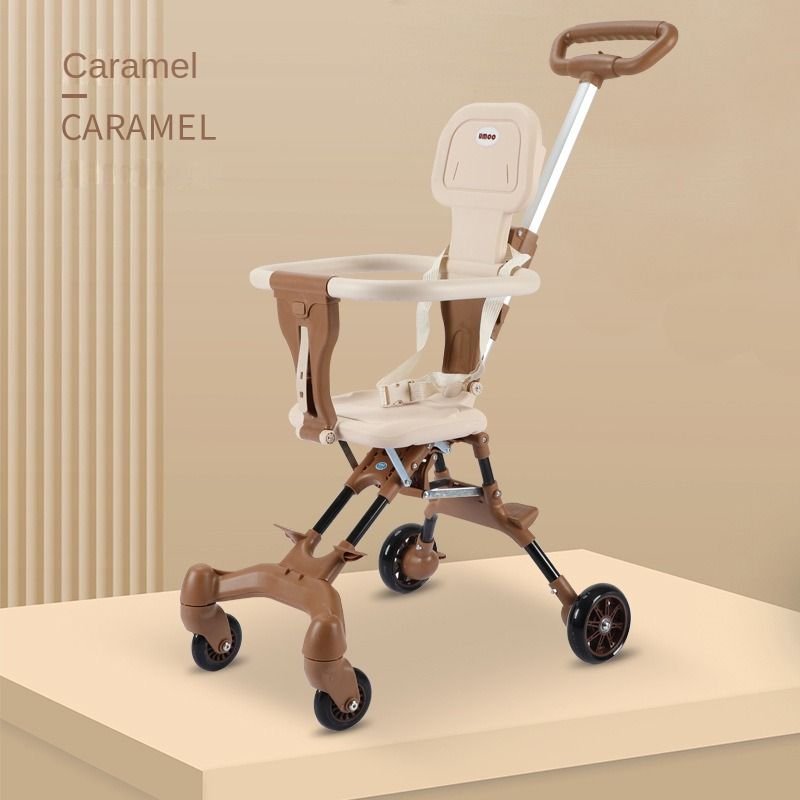 A comfortable, lightweight and foldable baby four-wheel stroller for children aged 6 months to 6 years can rotate in both directions with a sunshade,The pull rod can be adjusted ,a smart baby carriage