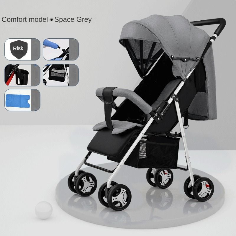 A comfortable, lightweight and foldable baby four-wheel stroller for children aged 0 months to 3 years can rotate in both directions with a sunshade,The pull rod can be adjusted ,a warm baby carriage