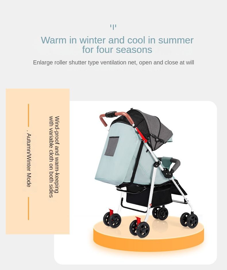 A comfortable, lightweight and foldable baby four-wheel stroller for children aged 0 months to 3 years can rotate in both directions with a sunshade,The pull rod can be adjusted ,a warm baby carriage