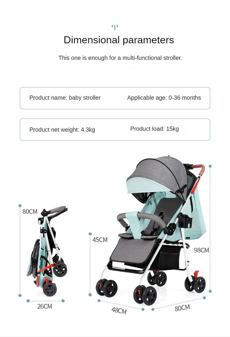A comfortable, lightweight and foldable baby four-wheel stroller for children aged 0 months to 3 years can rotate in both directions with a sunshade,The pull rod can be adjusted ,a warm baby carriage