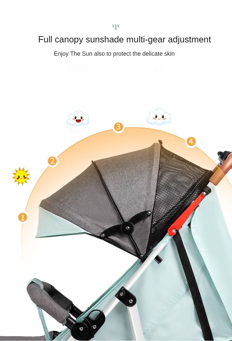 A comfortable, lightweight and foldable baby four-wheel stroller for children aged 0 months to 3 years can rotate in both directions with a sunshade,The pull rod can be adjusted ,a warm baby carriage
