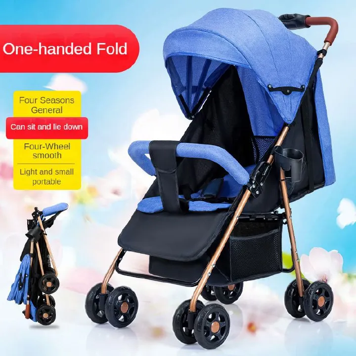 A comfortable, lightweight and foldable baby four-wheel stroller for children aged 0 months to 3 years can rotate in both directions with a sunshade,The pull rod can be adjusted ,a warm baby carriage