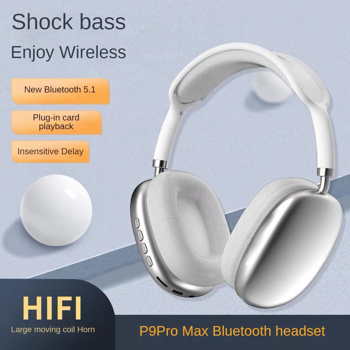 Best-selling over-ear P9 Pro Max Bluetooth headphones with cotton wireless noise cancellation and ultra-long-lasting sports Bluetooth headphones