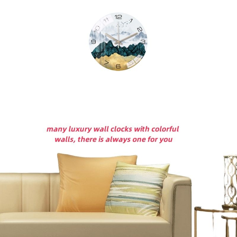 Luxury Silent Art Wall Clock：new home 12-inch (30CM) toughened glass wall clock Living Room Clock Bedroom Silent Quartz clock (multiple clock face creative patterns)AA battery powered-Landscape Birds