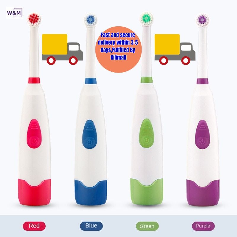 Universal battery mode Rotary brush head Shockproof and waterproof soft-bristled household electric toothbrush for children (4 colors)