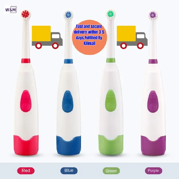 Universal battery mode Rotary brush head Shockproof and waterproof soft-bristled household electric toothbrush for children (4 colors)