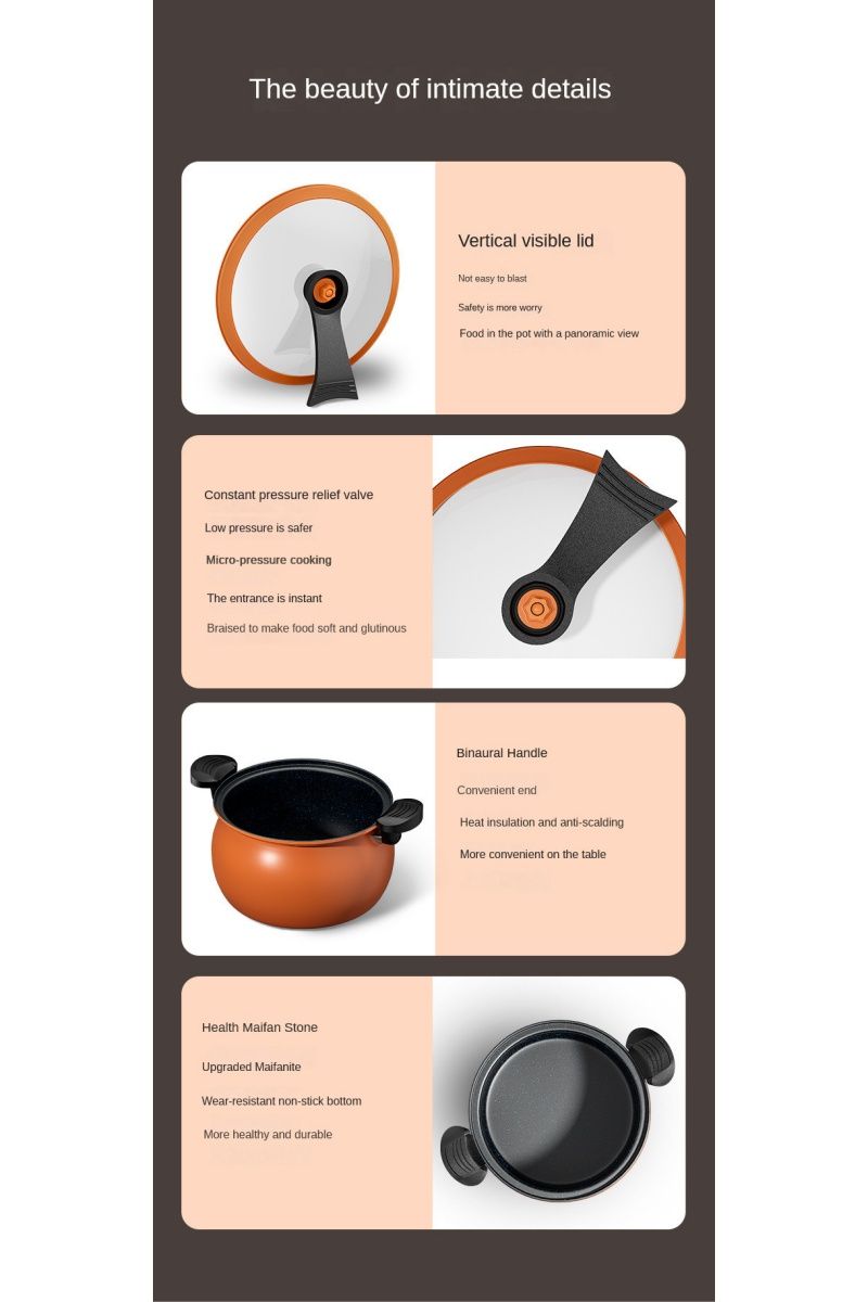 New non-stick soup pot, household pressure cooker, simmered micro-pressure pot, chubby soup pot, multi-functional soup pot