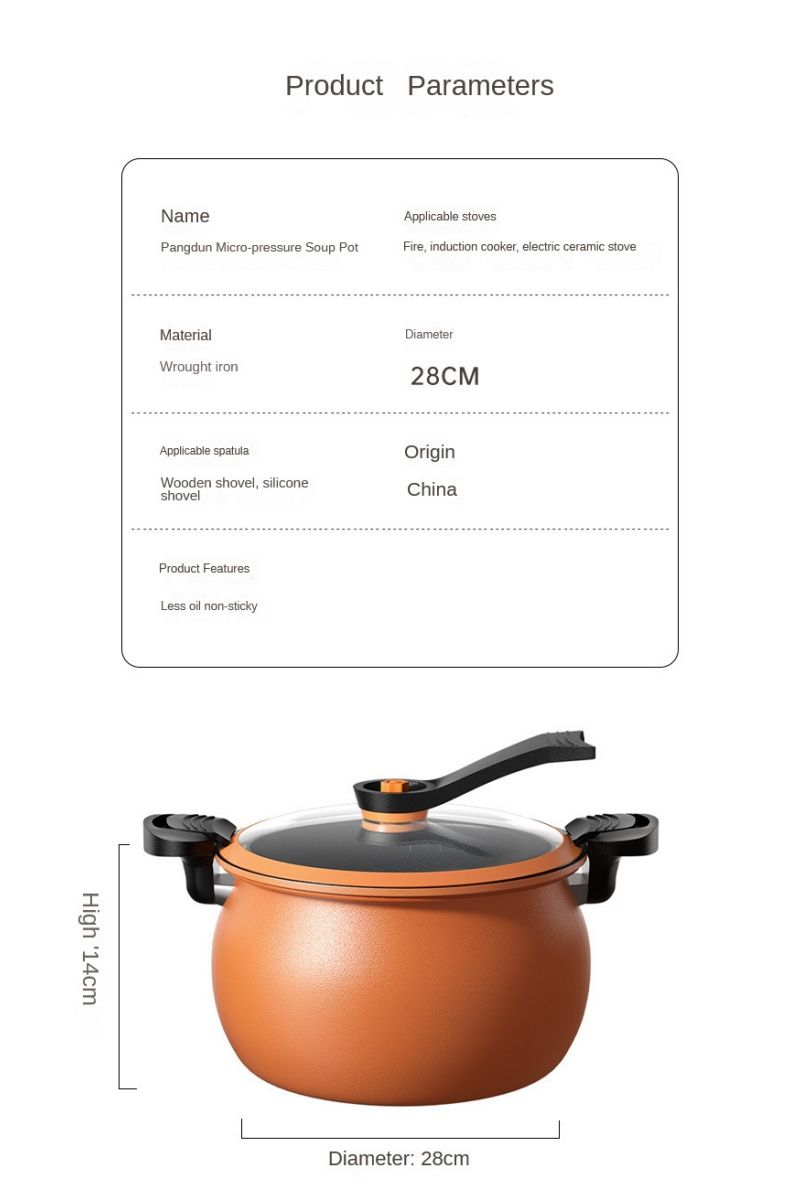 New non-stick soup pot, household pressure cooker, simmered micro-pressure pot, chubby soup pot, multi-functional soup pot