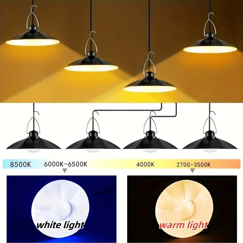 One solar panel and 1 or 2 bulbs (the number of chandeliers is optional), the new split-type solar chandelier can be used as a garden light, camping light or human-sensing solar light in the home