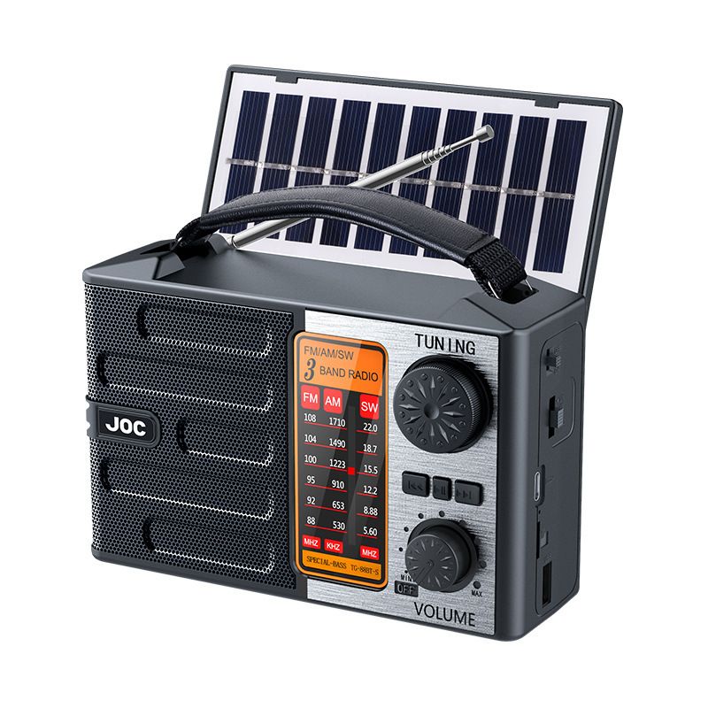 Best-selling full-band portable radio, solar-powered Bluetooth radio, equipped with a strong emergency lighting lamp, can read TF cards and USB flash drives, and can be charged in TYPE C cable