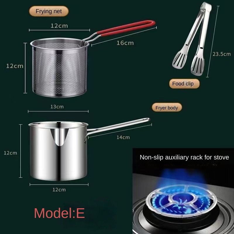 304 stainless steel deep fryer, household, universal kitchen, energy-saving for frying skewers, multi-functional detachable outdoor deep fryer set