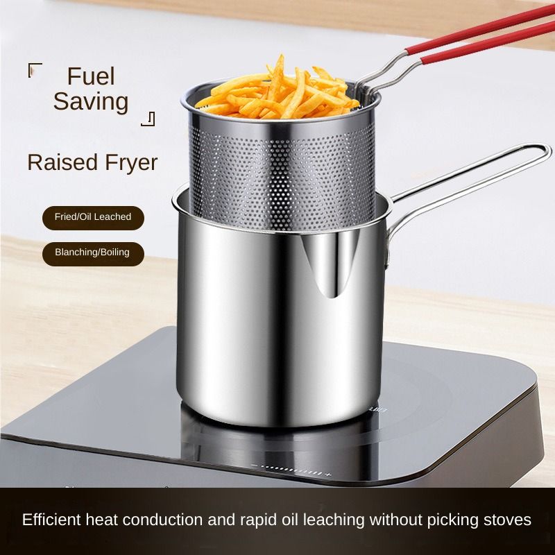 304 stainless steel deep fryer, household, universal kitchen, energy-saving for frying skewers, multi-functional detachable outdoor deep fryer set