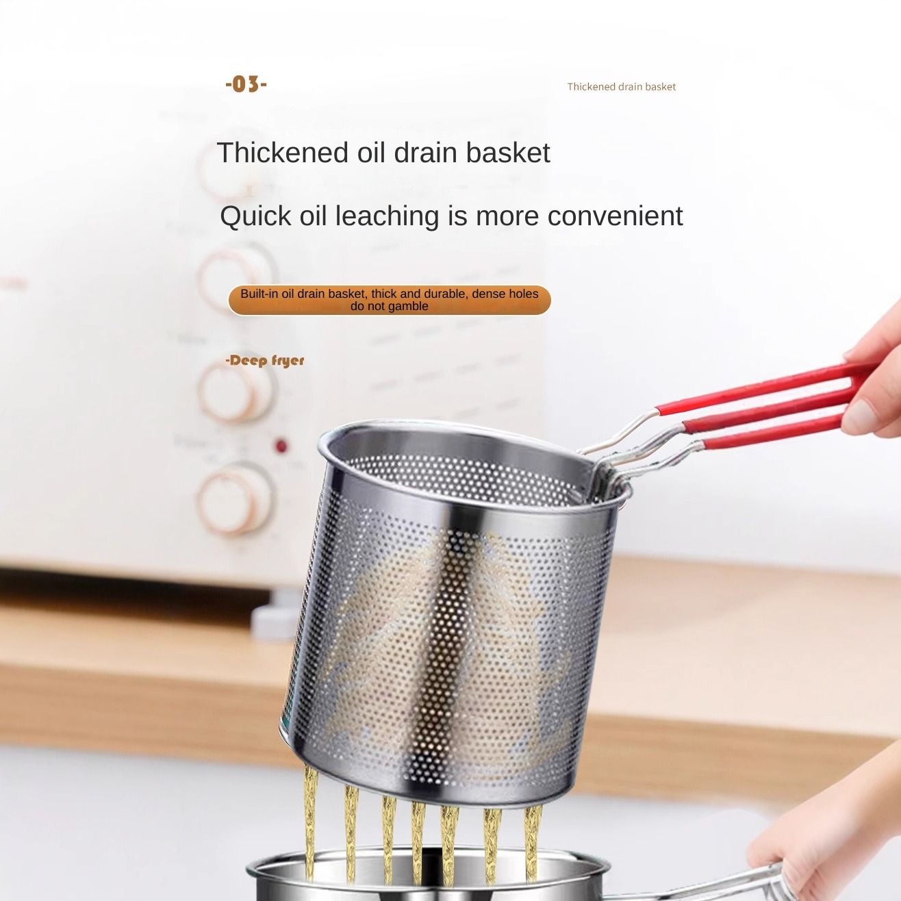 304 stainless steel deep fryer, household, universal kitchen, energy-saving for frying skewers, multi-functional detachable outdoor deep fryer set