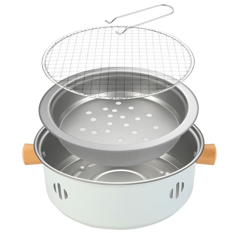 Household outdoor stainless steel barbecue grill, camping portable charcoal barbecue rack, barbecue and skewer, tea roasting set by the fire