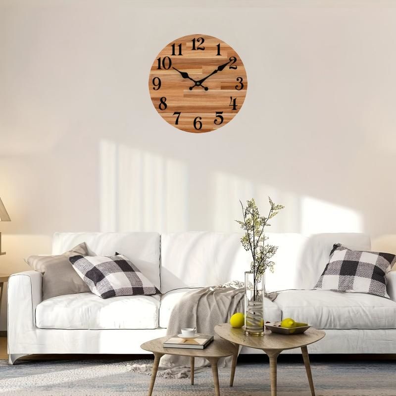 Hot-selling new multi-pattern vintage wooden 25cm silent wall clock, living room wall clock, high-end wall clock, powered by AA battery