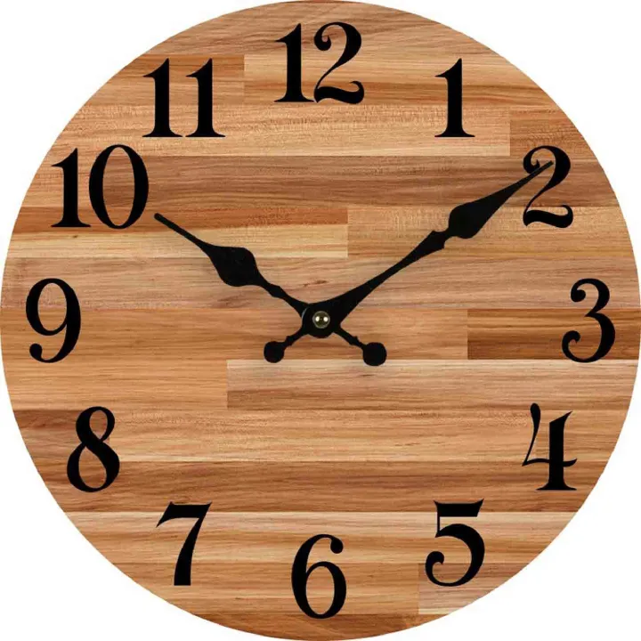Hot-selling new multi-pattern vintage wooden 25cm silent wall clock, living room wall clock, high-end wall clock, powered by AA battery