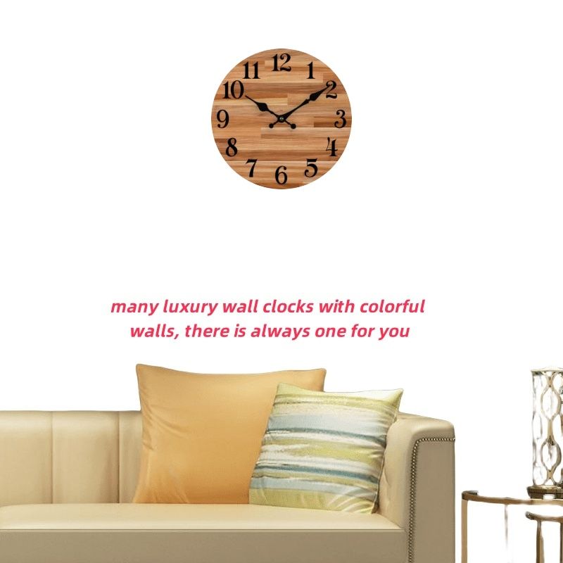 Hot-selling new multi-pattern vintage wooden 25cm silent wall clock, living room wall clock, high-end wall clock, powered by AA battery