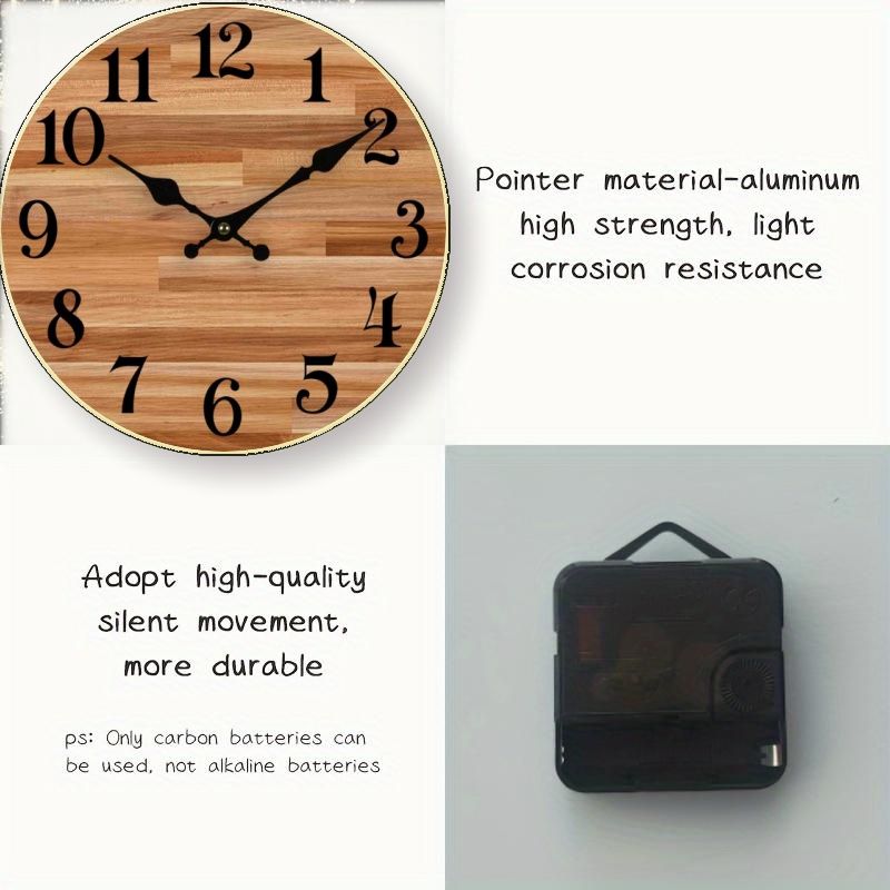 Hot-selling new multi-pattern vintage wooden 25cm silent wall clock, living room wall clock, high-end wall clock, powered by AA battery