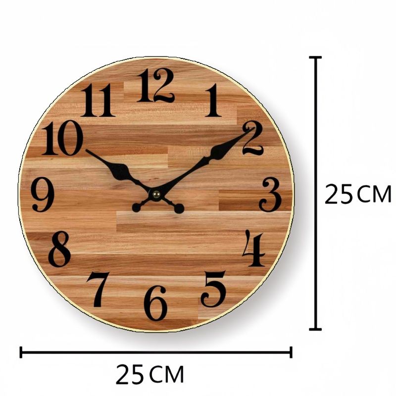 Hot-selling new multi-pattern vintage wooden 25cm silent wall clock, living room wall clock, high-end wall clock, powered by AA battery