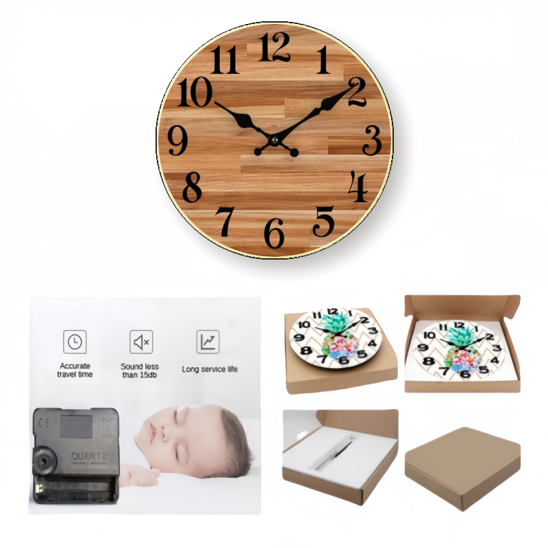 Hot-selling new multi-pattern vintage wooden 25cm silent wall clock, living room wall clock, high-end wall clock, powered by AA battery