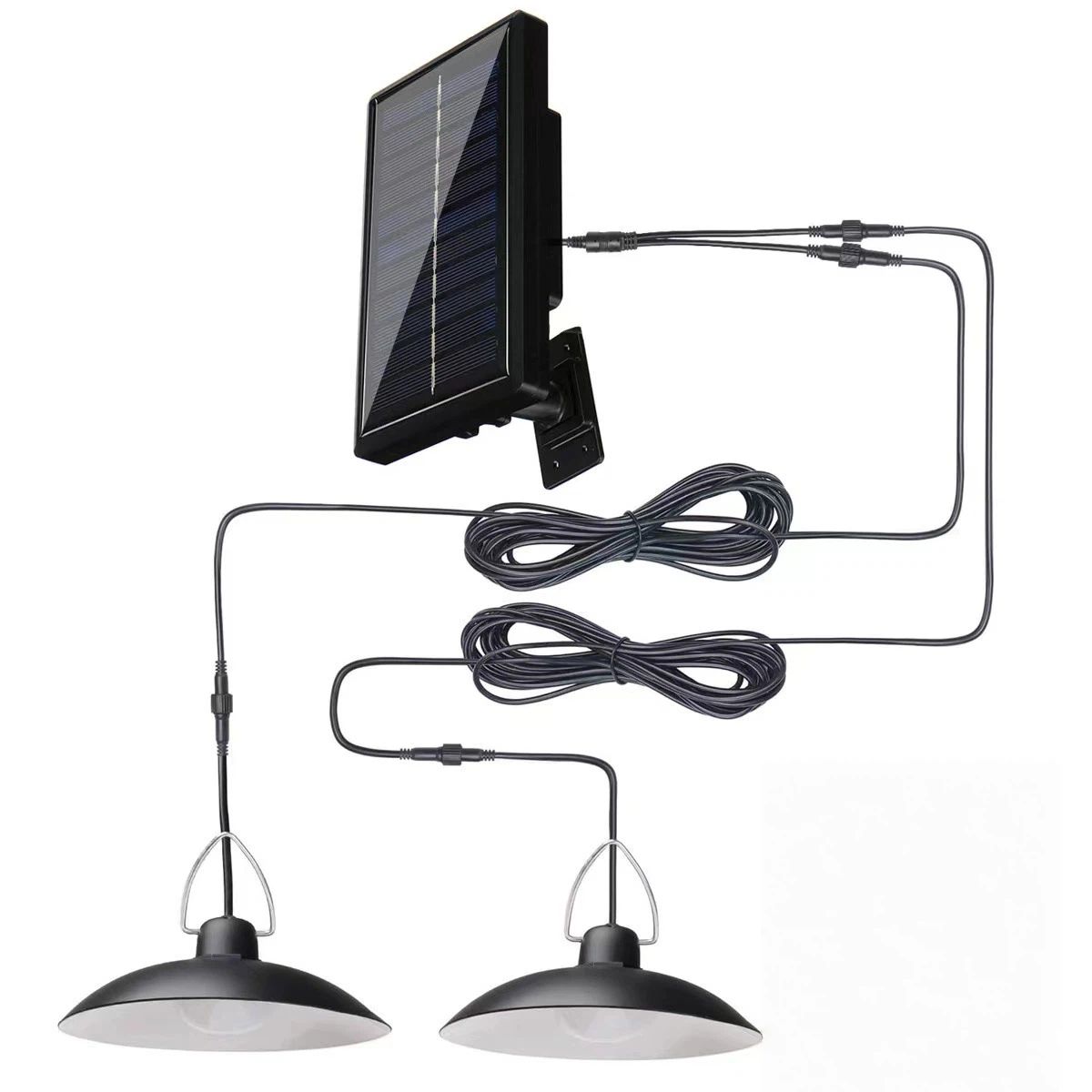 One solar panel and 1 or 2 bulbs (the number of chandeliers is optional), the new split-type solar chandelier can be used as a garden light, camping light or human-sensing solar light in the home