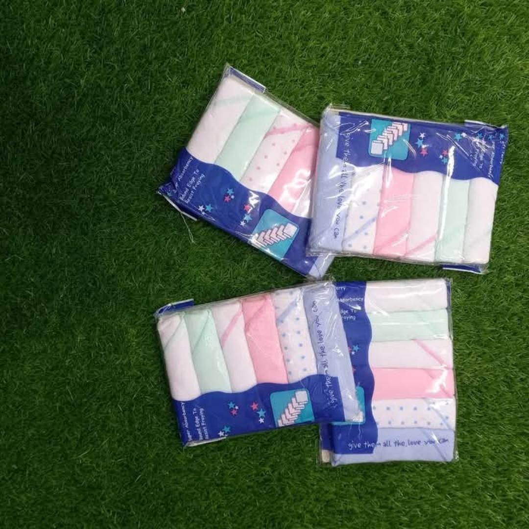 6pcs wash cloths and 1 pcs purple microfiber towel