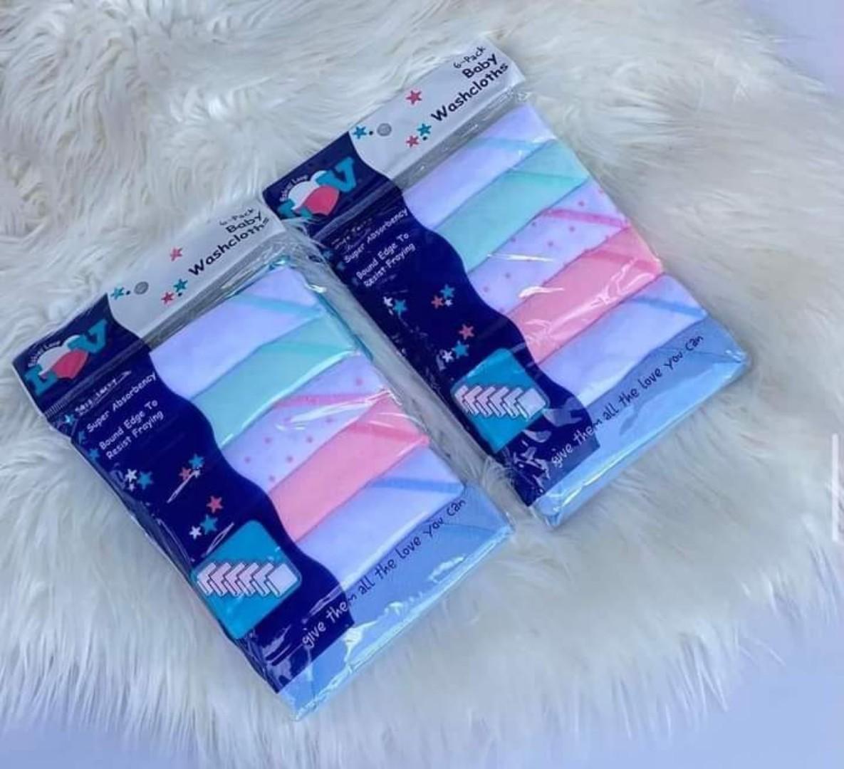 bath time package (6 pcs wash cloths, 1 purple microfiber towel  and 1 adjustable shower cap- random colour selection)