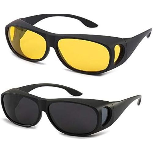 2Pcs Dark And Coloured Car Night Vision Driving Glasses
